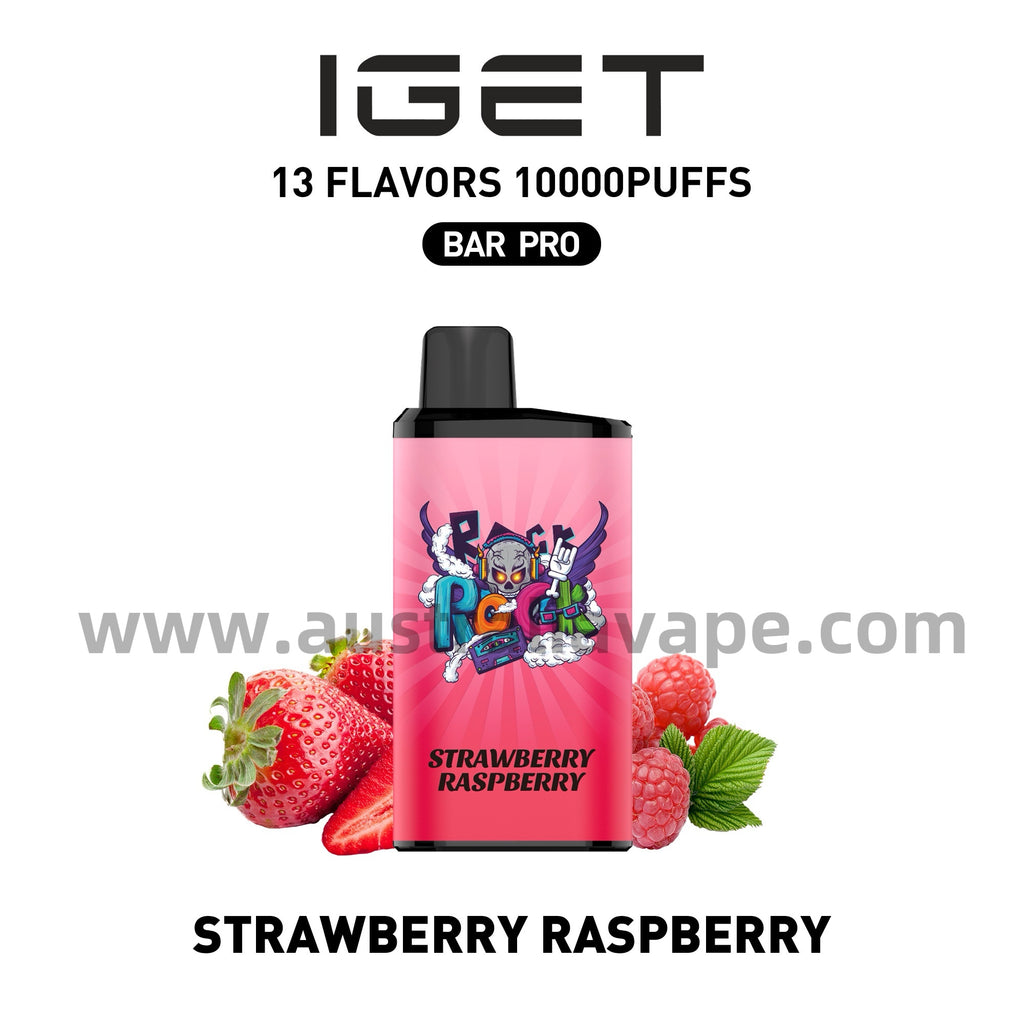 IGET Bar Pro Disposable Vape 10000 Puffs - Strawberry Raspberry