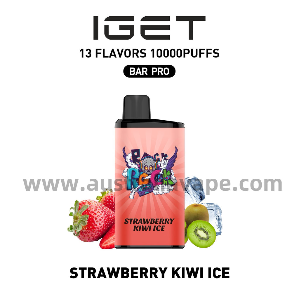 IGET Bar Pro Disposable Vape 10000 Puffs - Strawberry Kiwi Ice