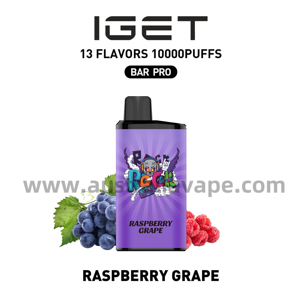 IGET Bar Pro Disposable Vape 10000 Puffs - Raspberry Grape